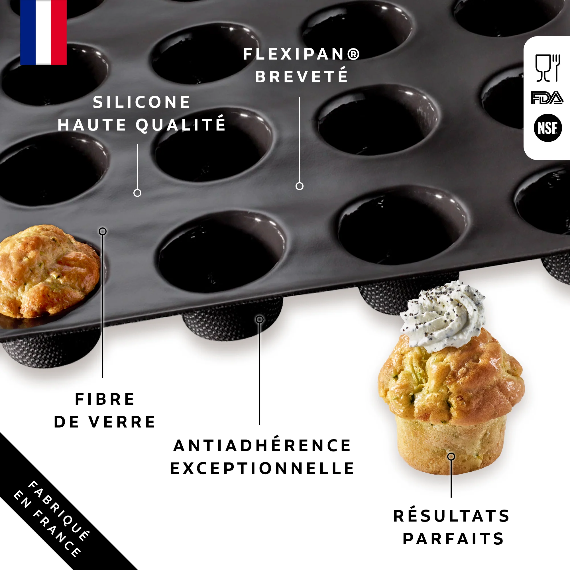Stampo Flexipan® per 20 Mini-Muffin – Silicone e Maglia di Vetro, Per Ricette Dolci e Salate - immagine 5