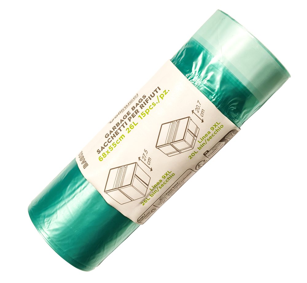 Rotolo da 15 Sacchetti con maniglie PEHD 9XL® - 68x50cm