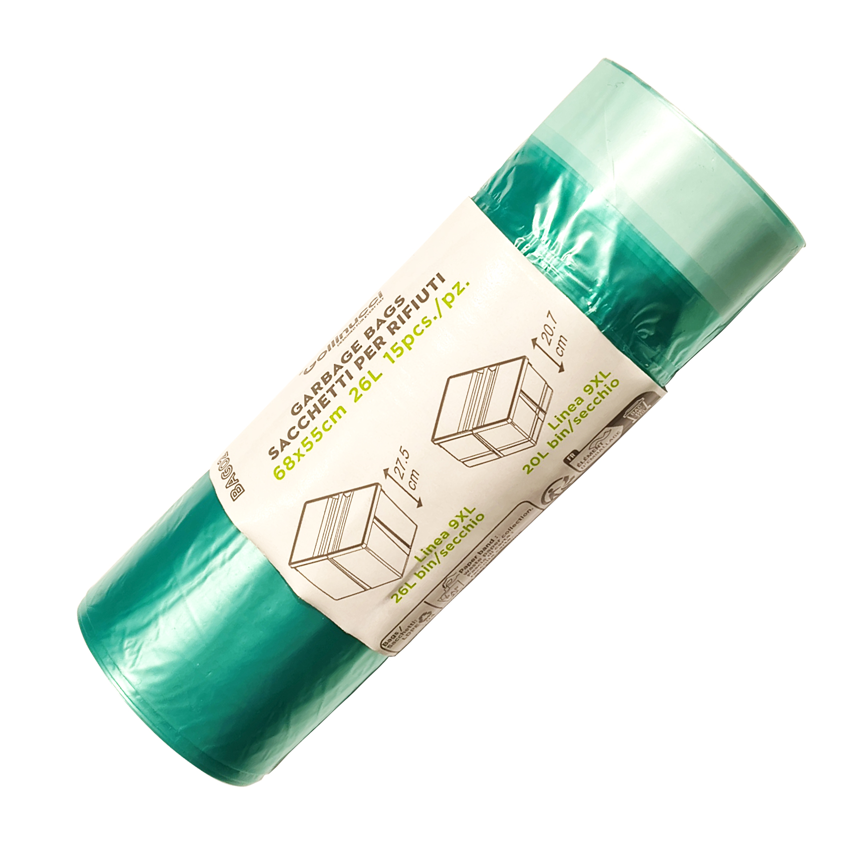 Rotolo da 15 Sacchetti con maniglie PEHD 9XL® – 68x50cm